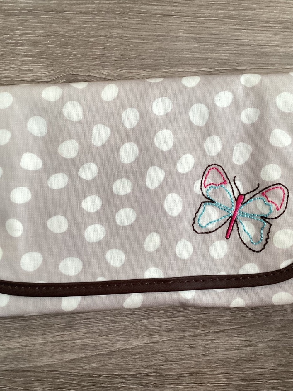 Thirty-One Butterfly Gray White Polka Dot Vinyl Notepad organizer art on the go